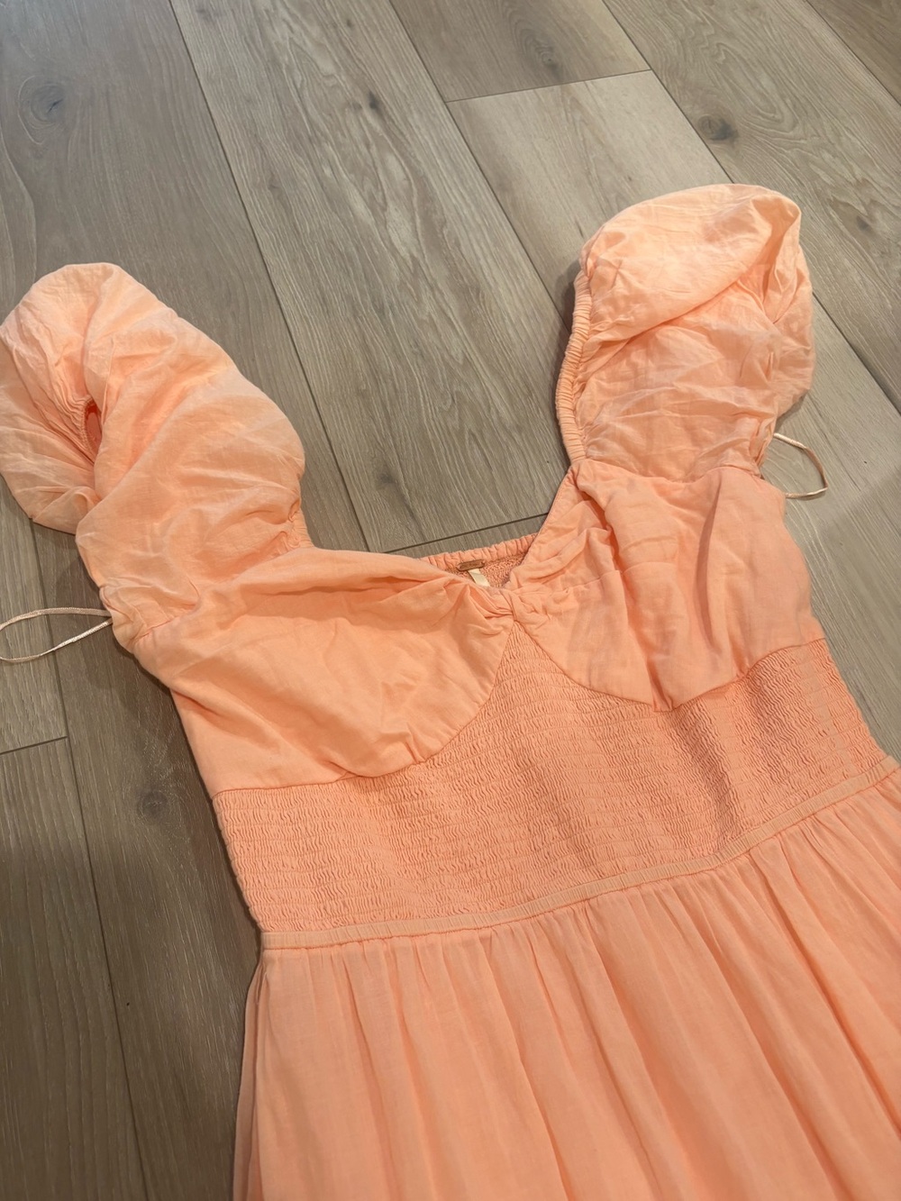 Free People Peach Tiered Maxi Dress with Puff Sleeves - Picture 10 of 13